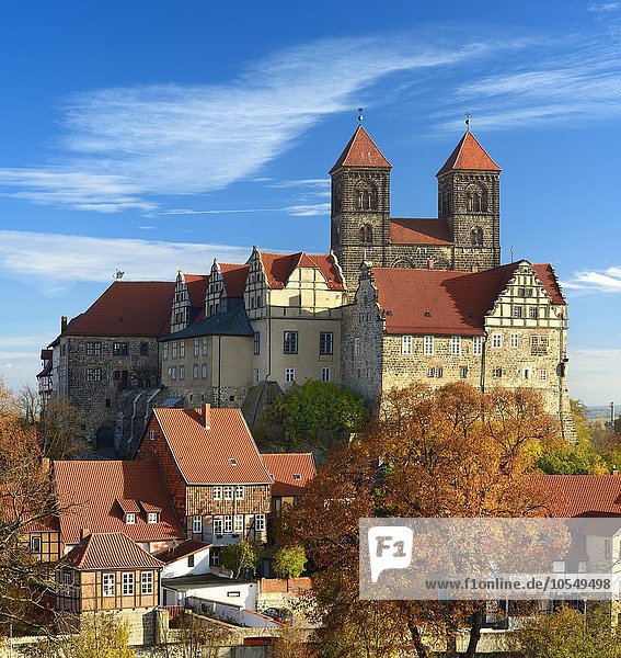 Burgberg mit Stiftskirche St. Servatius  UNESCO Welterbe  Quedlinburg  Sachsen-Anhalt  Deutschland  Europa