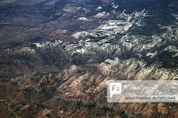 View from plane  Zion National Park  Utah  USA  North America