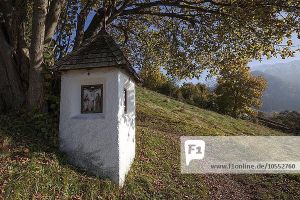 Bildstock am Weg zur Kalvarienkapelle  Herbststimmung  Bad Hindelang  Allgäu  Bayern  Deutschland  Europa
