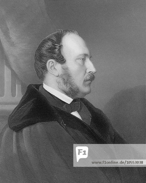 Stahlstich  ca. 1860  Fürst Franz Albrecht August Karl Emanuel von Sachsen Coburg und Gotha  Herzog von Sachsen  1819 bis 1861  Britischer Prinzgemahl