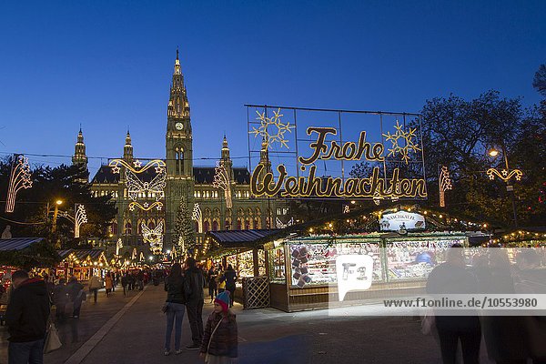 Stalls  Christmas market in front of City Hall  Rathausplatz  Vienna  Austria  Europe