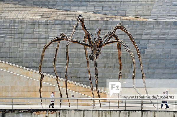 Maman,  Spinnenskupltur von Louise Bourgeois vor dem Guggenheim Museum,  Bilbao,  Baskenland,  Spanien,  Europa