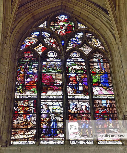 Bunte Kirchenfenster  Spätgotik  16. Jh.  Paroisse Saint Merci  Hl Medericus  Paris  Ile de France  Frankreich  Europa
