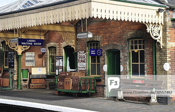 Train station of the historic steam train North Norfolk Railway Poppy Line  Sheringham  Norfolk  United Kingdom  Europe