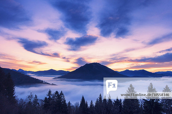 Sonnenaufgang über Salzburger Alpen Osterhorngruppe und Tennengebirge Flachgau Salzburger Land Österreich Europa