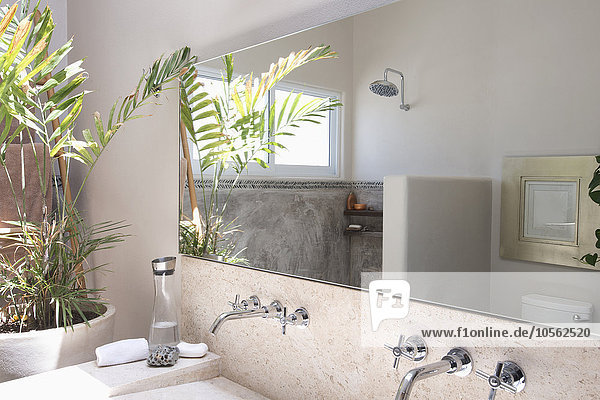 Spülbecken Badezimmer Dusche Spiegel modern