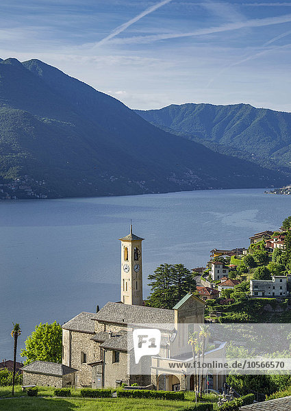 Ufer See Kirche Ansicht Luftbild Fernsehantenne Como Italien