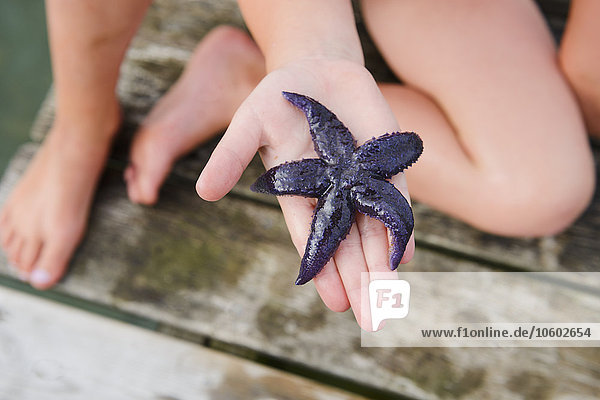 Starfish on childs hand