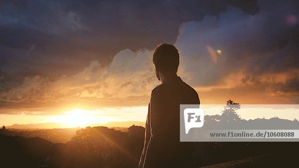 Mann Fotografie nehmen drehen Sonnenuntergang