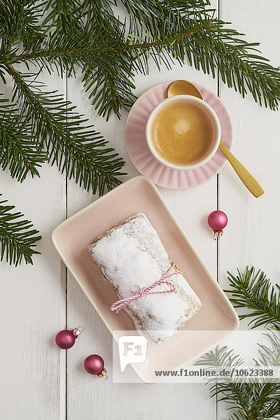 Mini Stollen with marzipan and coffee cup