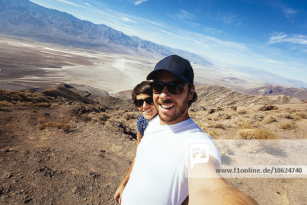 Selfie of a couple in the Death Valley in California