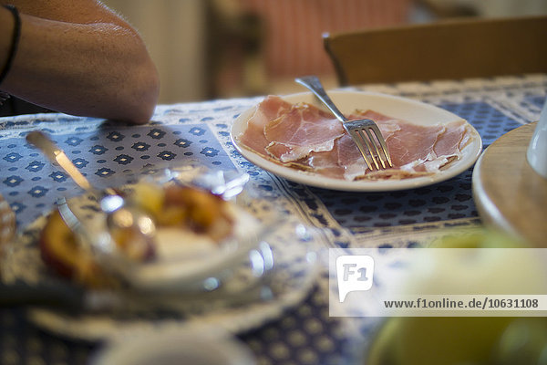 Parma ham on table