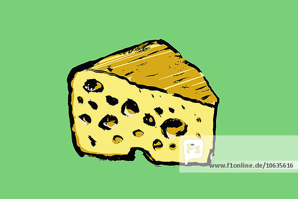 Illustration von Käse auf grünem Hintergrund