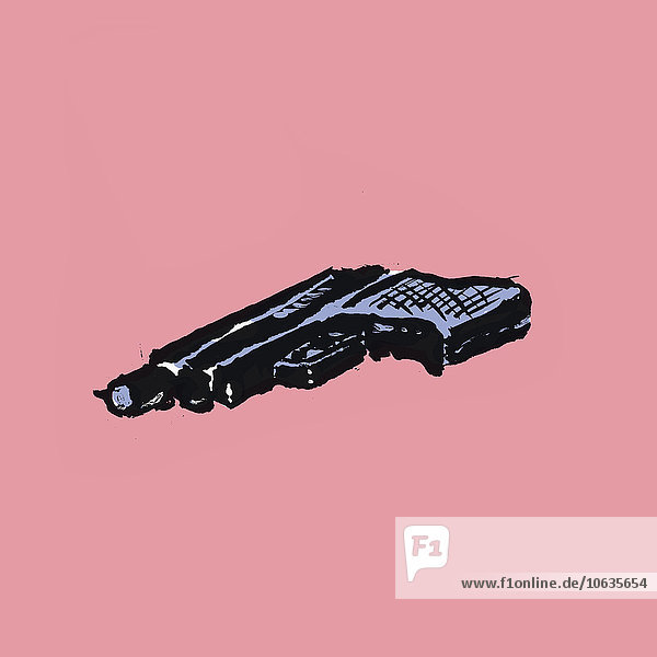 Illustratives Bild der Pistole auf rosa Hintergrund