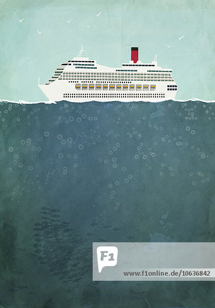 Abbildung eines Kreuzfahrtschiffes auf See
