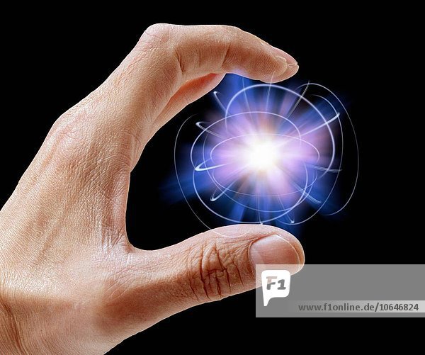 Person holding particle