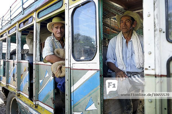 Men on public bus  San Francisco  Antioquia Department  Colombia  South America