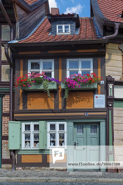Das kleinste Haus der Stadt  erbaut 1792  Wernigerode  Harz  Sachsen-Anhalt  Deutschland  Europa