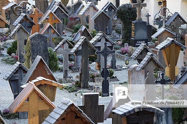 Cemetery  crosses  Ramsau bei Berchtesgaden  Bavaria  Germany  Europe