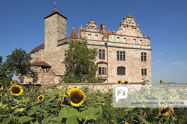 Burg Cadolzburg  vorne der Burggarten  Cadolzburg  Mittelfranken  Bayern  Deutschland  Europa