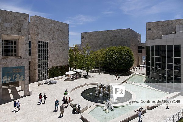 Art museum  museum courtyard at the Getty Center  Los Angeles  California  USA  North America