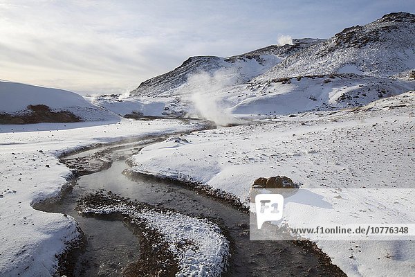 Geothermalgebiet Krysuvik im Winter  Grindavik  Reykjanes  Island  Europa