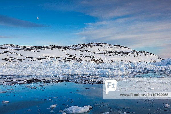 Sonnenuntergang fließen Eis Mondschein Diskobucht Disko-Bucht Grönland Ilulissat