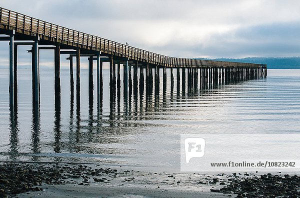 Stilted wooden pier at Bainbridge Island  Washington State  USA