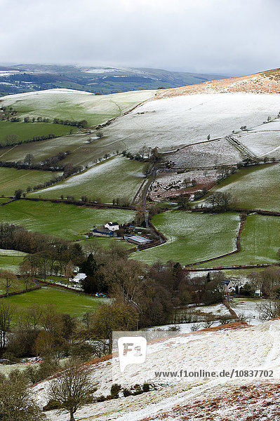 Winterlandschaft  Powys  Wales  Großbritannien  Europa