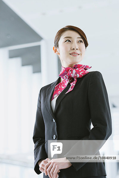 Japanese attractive flight attendant at the airport