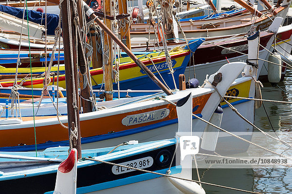 Traditionelle Fischerboote im Hafen von Sanary-sur-Mer  Provence  Frankreich  Europa