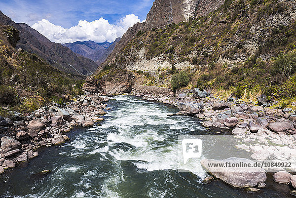 Urubamba River at the start of the Inca Trail  Cusco Region  Peru  South America