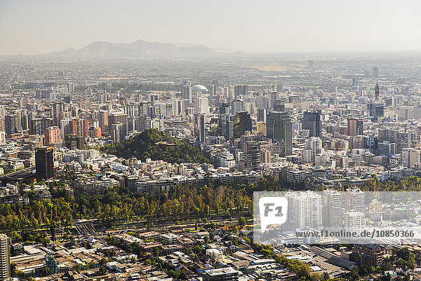 Santiago seen from San Cristobal Hill (Cerro San Cristobal) Barrio Bellavista (Bellavista Neighborhood) Santiago Chile South America