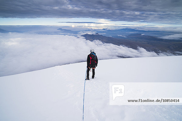 Bergsteiger auf dem Gipfel des Vulkans Cotopaxi  Provinz Cotopaxi  Ecuador  Südamerika