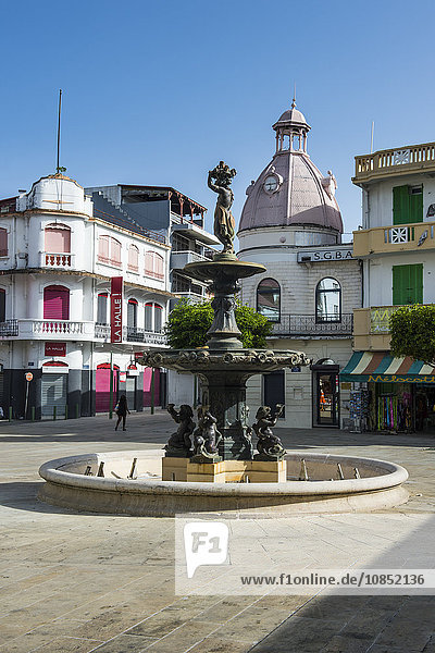 Fountain on the spice market Pointe-a-Pitre Guadeloupe French Overseas Department West Indies Caribbean Central America