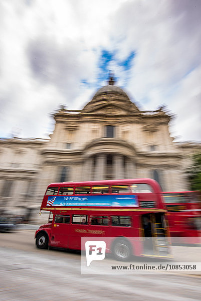 London bus going past St. Pauls Cathedral  City of London  London  England  United Kingdom  Europe