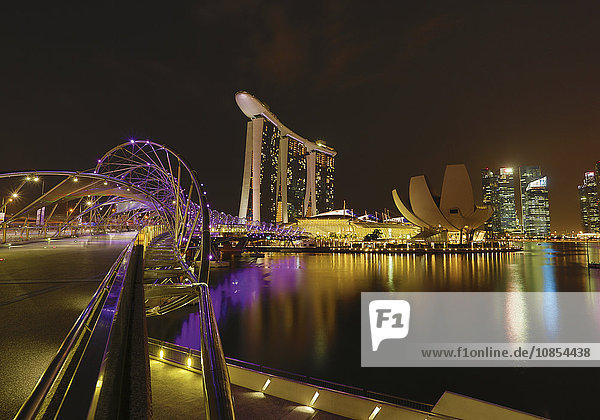 Singapur  Marina Bay  Nachtaufnahme