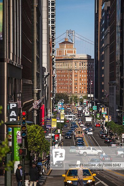 Cityscape with busy traffic  San Francisco  California  USA