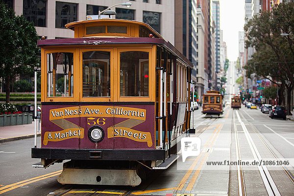 Traditionelle Straßenbahnen und Straßenbahnlinien  San Francisco  Kalifornien  USA