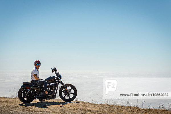 Rider on motorbike  Mount Tamalpais  California  USA