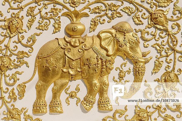 Relief Goldelefant Wat Klang Wiang Chiang Rai Thailand