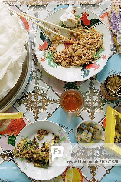 Stilleben von burmesischem Essen Nyaung Shwe Inle See Burma
