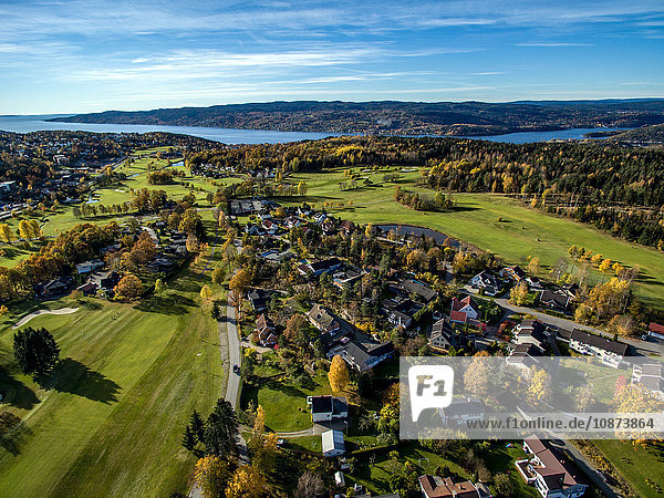 Luftaufnahme des Golfplatzes Drobak  Oslofjord  Norwegen