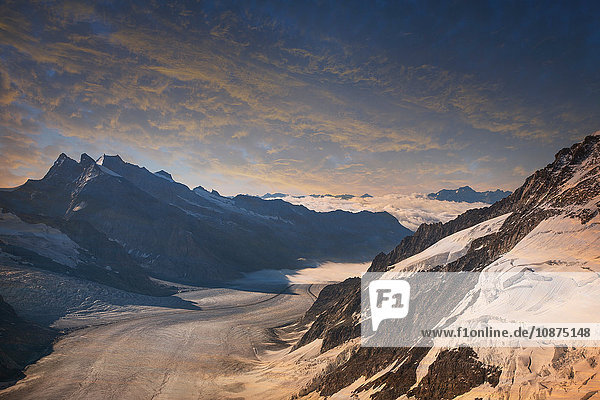 Der Blick auf den Aletschgletscher von der Spitze der Jungfrau  Alpen  Kanton Bern  Schweiz