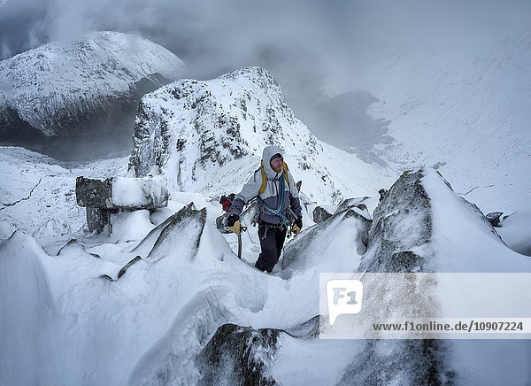 Scotland  Glencoe  Beinn a'Bheithir  mountaineering in winter