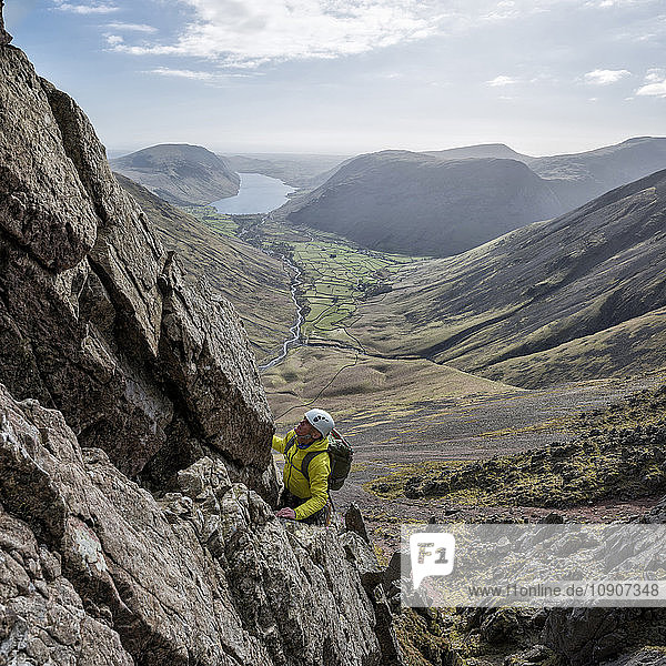 England  Lake District  climber in Wasdale Valley