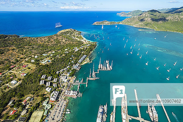 West Indies  Antigua and Barbuda  Antigua  aerial view  English Harbour and Windward Bay