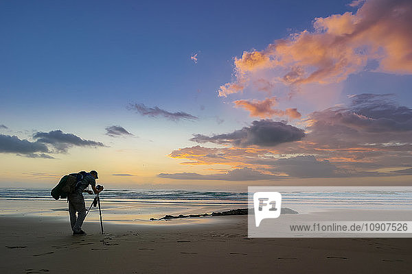 Portugal  Algarve  Aljezur  beach in the evening  photographer at atlantic coast