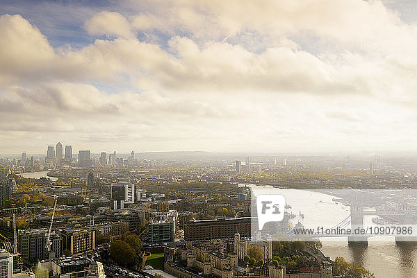 UK  London  cityscape with River Thames  Tower Bridge and Tower of London