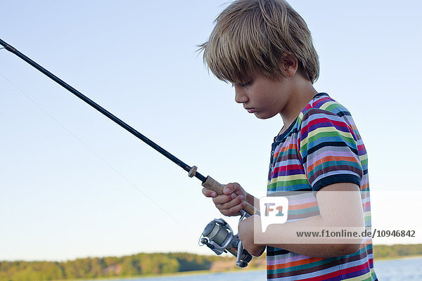 A boy fishing